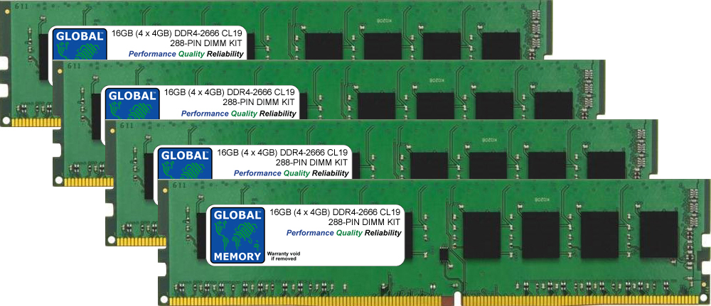 16GB (4 x 4GB) DDR4 2666MHz PC4-21300 288-PIN DIMM MEMORY RAM KIT FOR PC DESKTOPS/MOTHERBOARDS